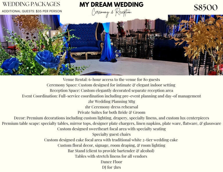 $8000 Ceremony & Reception