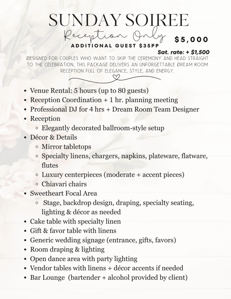 2026 Wedding Packages